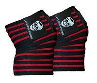 Gymreapers Knee Wraps (Pair) with Straps for Squats, Weightlifting, Powerlifting, Leg Press, and Cross Training - Flexible 72" Knee Wraps for Squatting - for Men & Women - 1 Year Warranty(Red)