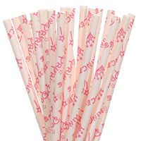 Pink Princess Crown Paper Straws (25)