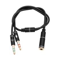 MChoice 3.5mm Stereo Earphone Headphone Audio Y Splitter Jack 1 Female to 2 Male Adapter Cable (Black)