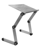 Adjustable Vented Laptop Table Laptop Computer Desk Portable Bed Tray Book Stand Push Button Joints up to 17" (SOJITEK Silver)