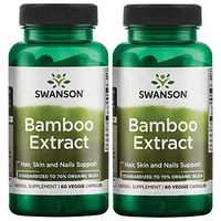 Swanson Bamboo Extract for Hair and Nails Silica Supplement Supports Collagen 300 mg 60 Veggie Capsules (2 Pack)