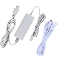 Wii U Gamepad Charger Kits, AC Power Adapter Charger Cable and USB Charging Cord for Nintendo Wii U Gamepad Remote Controller