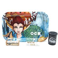 Bundle - 4 Items - OCB Rolling Tray Medium with OCB Rolling Papers and Roller (Artist)
