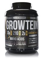 Growtein Growth Protein by JBN. 30 grams of Whey Protein Isolate and Whey Protein Concentrate. 200 Calories. 50 Servings. Creatine Monohydrate, free-form BCAA's and L-Glutamine. Vanilla Cream flavor!