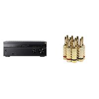 Sony STRDN1080 7.2 Channel Dolby Atmos Home Theater AV Receiver & Monoprice Gold Plated Speaker Banana Plugs - 5 Pairs - Closed Screw Type, for Speaker Wire, Home Theater, Wall Plates and More