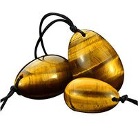 ELYSAID 3pcs/Set Drilled Natural Tiger Eye Yoni Eggs Stand Yon Stones for Women to Train Pelvic Muscles Kegel Exercise Massage Stone