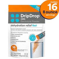 DripDrop ORS – Patented Electrolyte Powder for Dehydration Relief Fast - For Workout, Hangover, Illness, Sweating & Travel Recovery - Orange - 16 x 8oz Servings