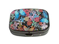 PTCRMG Image Custom Unique Pill Box Case Tablet Medicine Pocket Purse Travel Pill Vitamin Decorative Box Case Holder (Flowers Butterflies)