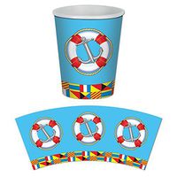 Club Pack of 96 Disposable Paper Hot and Cold Nautical Beverage Cups 9 oz.