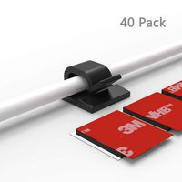 Yocice Cable Clips 40pcs with Strong Adhesive Tapes,Wire Holder Organizer Cord Management for Car, Office and Home (Black- CC05(40PCS)-Upgraded)