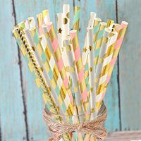 LONG7INES 100 Pcs Paper Drinking Straws for Birthdays, Weddings, Christmas, Celebrations and Parties