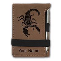Mini Notepad, Scorpion, Personalized Engraving Included (Dark Brown)