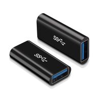 QianLink USB 3.0 Adapter,[2-Pack] Aluminum Type A Female to Female -Connector Converter Adapter,USB 3.0 Coupler Female to Female Adapter (Black)