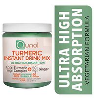 Qunol Turmeric Curcumin Vegetarian Instant Drink Mix, Ultra High Absorption Formula, 500mg + 50mg Ginger, Anti-Inflammatory & Joint Support, Sugar Free Dietary Supplement, Tropical Orange, 60 Servings