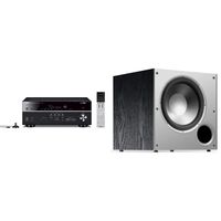 Yamaha RX-V683BL 7.2-Channel MusicCast AV Receiver with Bluetooth & Polk Audio PSW10 10"  Powered Subwoofer - Featuring High Current Amp and Low-Pass Filter | Up to 100 Watts