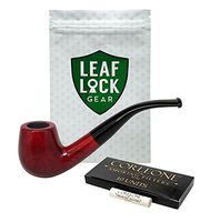 Corleone Tobacco Pipe, Filters, Velvet Lined Storage Pouch and Polishing Cloth with Leaf Lock Storage Pouch