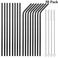 Sunwinc 50-Pack Stainless Steel Straws,8.5Inch Reusable Drinking Metal Straws For 20oz Tumblers Yeti Cups Travel Mugs,Eco-Friendly Dishwasher Safe (Black-50Pack)