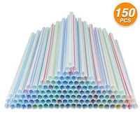 Ram Pro Disposable Plastic Straws Drinking Striped Multi Colored Straws BPA Free Fancy Straw Perfect for Hot and Cold Beverages, Parties and Everyday use (150 Per Pack)