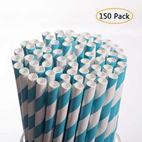 Biodegradable Paper Straws Drinking Disposable Eco-Friendly Straws Bulk for Birthday,Cake Pops Sticks,Baby Showers,Parties Supplies,Wedding Decorations 150 Pack