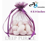 A&S Creavention Basic Elegant Organza Drawstring Jewelry Pouches Bag Party Wedding Gift Bags 6x9 Inches (60, Purple)