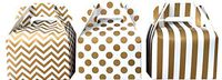 Outside the Box Papers Chevron, Stripe and Polka Dot Paper Gable Favor Boxes 36 Pack Gold, White