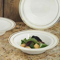 Ivory With Gold 12Oz Round Disposable Bowl - Tres Chic Collection