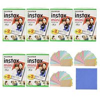 Fujifilm Instax Mini Instant Film, 2x10 Shoots x6 Pack (Total 120 Shoots) + withC Microfiber Cleaning Cloth+ Free 60PCS Sticker for Fuji Mini 90 8 70 7s 50s 25 300 Camera SP-1 Printer