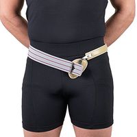 Hernia Truss, Single Spring, Scrotal Pad Compression, Leather, Buckle, 42 inch Hip (Left)