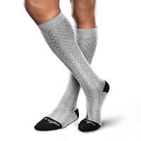 Core-Spun 20-30mmHg Moderate Graduated Compression Support Classic Diamond Knee High Socks (Grey & Black, X-Large)