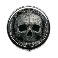 Skull Custom Fashion Round Pill Box Medicine Tablet Holder Wallet Organizer Case for Pocket or Purse