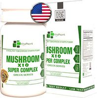 X 10 Mushroom Super Blend by VitaPharm Nutrition | Maximum Potency + Absorption Enhancer | Immune Support | Nootropic Brain Supplement (100% Pure Lions Mane Extract) 10X Shroom Complex |60 Capsules