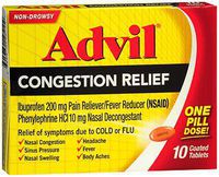 Advil Congestion Relief, Non Drowsy - 10 Coated Tablets, Pack of 5