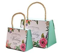 L&H Lovely ivory board 50pcs Wedding Candy Boxes with handle Gift Boxes