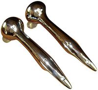 JWL HAWNKOA PRODUCTS (2) Hames Solid Brass Chrome Walking Stick Cane Handle Traditional 8" Long 3 Hole Model