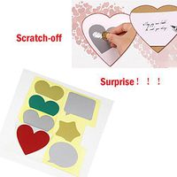 50Pcs Scratch Off Labels Stickers (Heart, Gold)
