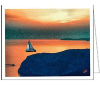 Kastro Sunset - Set of 6 blank notecards and envelopes by GreekVisions.com