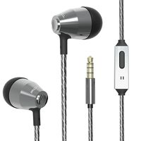 FOU Earphones with Mic Stereo Bass Wired Earbuds Noise Canceling Headphones Compatible for ISO Android PC 3.5MM Jack Devices(Grey)