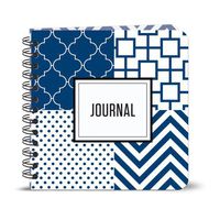 Spiral-bound Journal - 7.25" Square - Modern Design - Navy