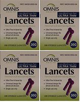 Omnis Ultra Thin Universal Fit Sterile Lancets 30G 100 ea per Box 4 PACK Total 400 ea