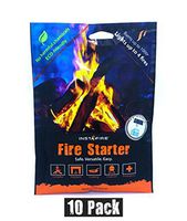 Instafire 10 Pack Fire Starter, Awarded 2017 FIRE Starter of The Year - All Natural, No Harmful Chemicals, Burns up to 1000º for Over 10 min. in virtually Any Condition, Lights up to 40 Total Fires