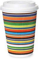 12 oz To Go Coffee Cups with Lids - 50 Disposable, Insulated & Recyclable Striped Ripple Paper Coffee Cups