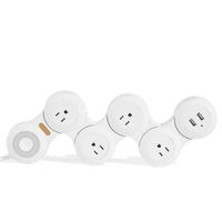 Flexible Surge Protector Pivot Power Strip White 5 Outlet USB 2500W 10A
