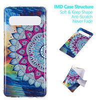 Amocase Glow in Dark Silicone Case with 2 in 1 Stylus for Samsung Galaxy S10 5G,Stylish Colorful Printed Luminous Noctilucent Flexible Soft TPU Shockproof Case - Retro Mandala