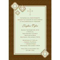 Elegant Blossoms with Cross Baptism Invitations - Set of 20