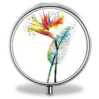 IMLONE Pill Organizer, Customized Flower and Plant Pill Boxes with 3 Components Metal Pill Container for Purse