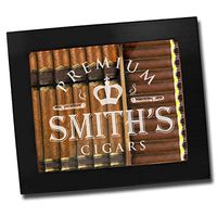 Custom Personalized Premium Cigar Humidor Box with Hygrometer, Humidifier and Glass Top - Engraved Wood Cigar Box Gift Set (Black Matte)