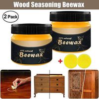 Upgraded BEEWAX Wood Polish & Care, Traditional Wood Seasoning Beeswax for Wood & Furniture, Home Cleaning Supplies, All-Purpose Complete Solution Care Wood Conditioners, Waxes & Oils (85gx2 &Sponges)