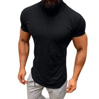 Boomboom Casual Men Spring Summer Short Sleeve Turtleneck Tops Shirts (Black,XXXL)