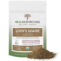 Lions Mane Mushroom Extract Powder by Real Mushrooms - Certified Organic - 60g Bulk Lion's Mane Mushroom Powder - Perfect for Shakes, Smoothies, Coffee and Tea