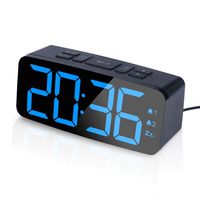 PINGKO Digital Alarm Clock with FM Radio-Large Smart LED Display, Snooze Function,Adjustable Brightness -Small and Light for Travel,Desk or Bedroom